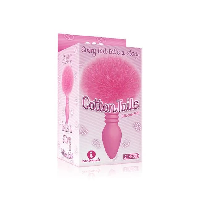 THE 9S COTTONTAILS BUNNY TAIL BUTT PLUG RIBBED PINK - Image 1