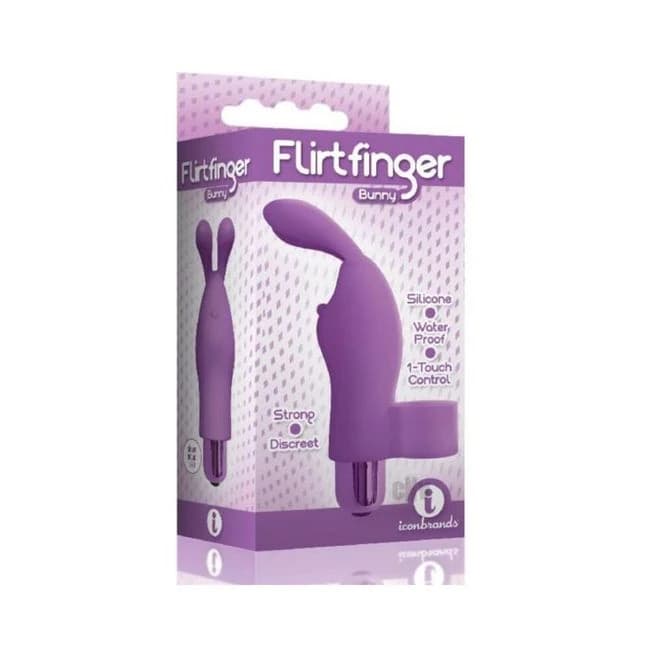 The 9's Flirt Finger Bunny Finger Vibrator Purple, image 1