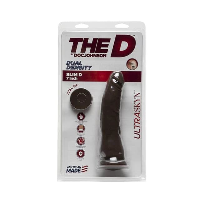 The D Thin D 7 Inches Dual Density Brown Dildo, image 1