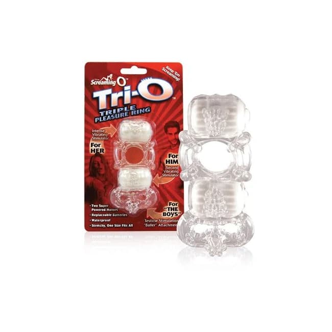 The Tri-O Triple Pleasure Ring - 6 Count Box - Assorted Colors, image 1