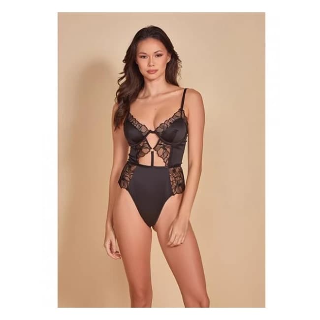 Thread Bare Satin & Embroidered Mesh Teddy, image 1
