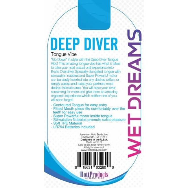 TONGUE STAR DEEP DIVER BLUE VIBRATING TONGUE WITH MOTOR - Image 1