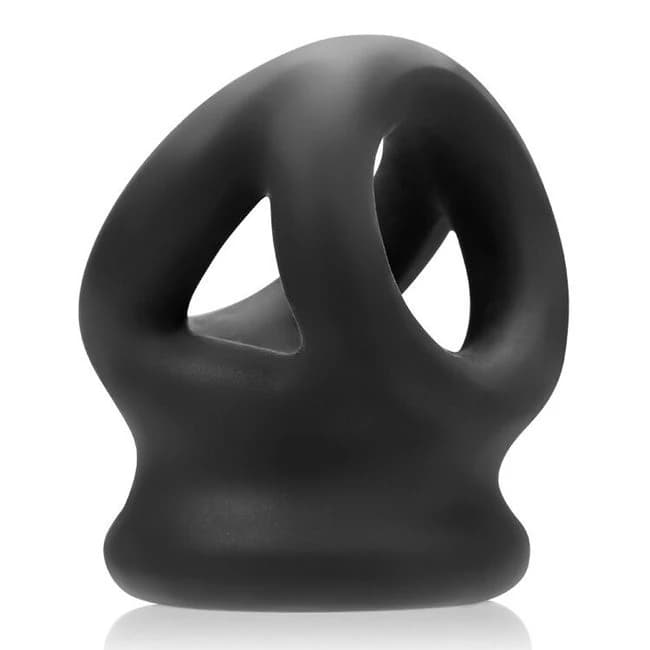 TRI SQUEEZE COCKSLING BALL STRETCHER OXBALLS SILICONE TPR BLEND BLACK ICE (NET) - Image 1
