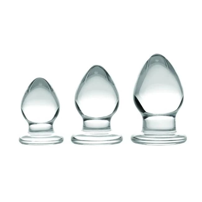Triplets 3 Piece Glass Anal Plug Kit - Image 1