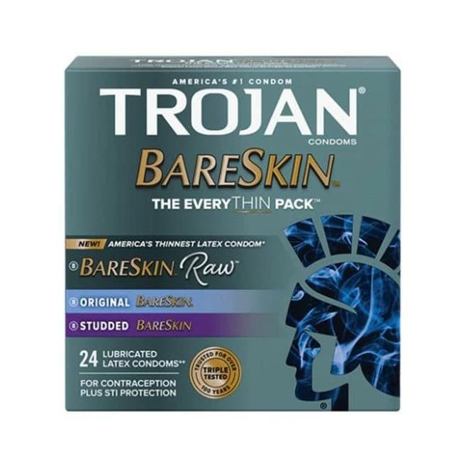 Trojan Bareskin Everythin Condom - Variety Pack of 24 - Image 1 Trojan Bareskin Everythin Condom - Variety Pack of 24 - Image 1