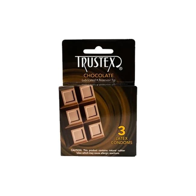 Trustex Flavored Lubricated Condoms - 3 Pack - Chocolate - Image 1 Trustex Flavored Lubricated Condoms - 3 Pack - Chocolate - Image 1