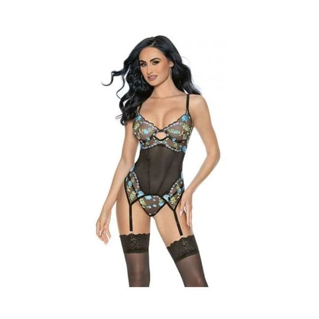 '=Twilight Garden Underwire Bustier w/ G-string Black, image 1