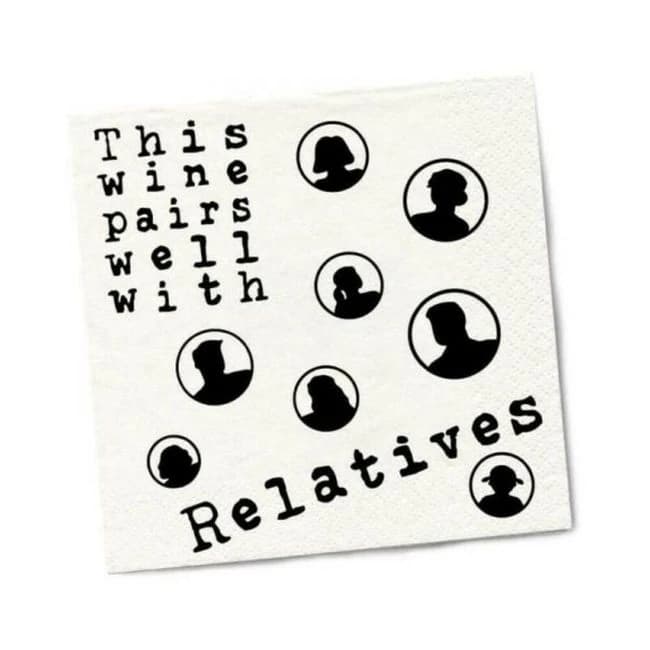 Twisted Wares Wine Pairs Well with Relatives Napkins 20-Pack, image 1