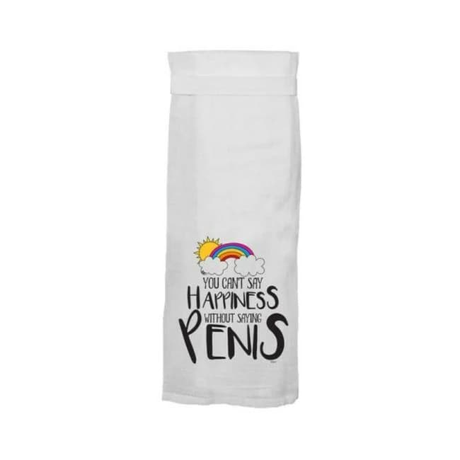 Twisted Wares You Can't Say Happiness Without Saying Penis Flour Towel, image 1