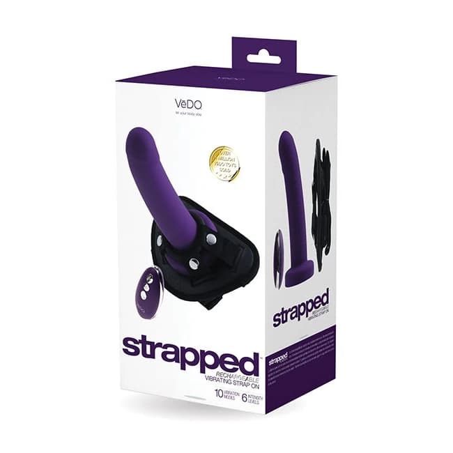 Vedo Strapped Rechargeable Strap on Deep Purple - Image 1 Vedo Strapped Rechargeable Strap on Deep Purple - Image 1