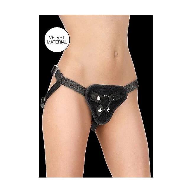 Velvet & Velcro Harness W/ O-Ring Adjustable Black, image 1