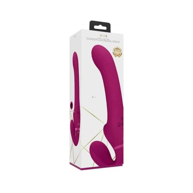 Vive Ai Rechargeable Dual Vibrating & Air Wave Tickler Silicone Strapless Strapon, image 1