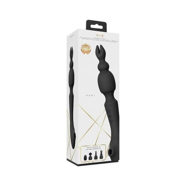 Vive - Nami Rechargeable Pulse-Wave Double-Ended Silicone Wand with Interchangeable Sleeves, image 1