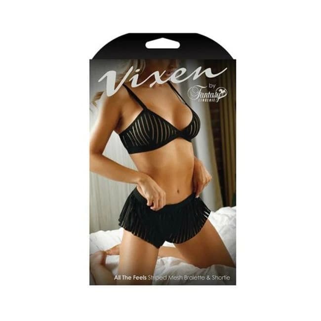 Vixen All the Feels Striped Mesh Bralette & Shorties, image 1