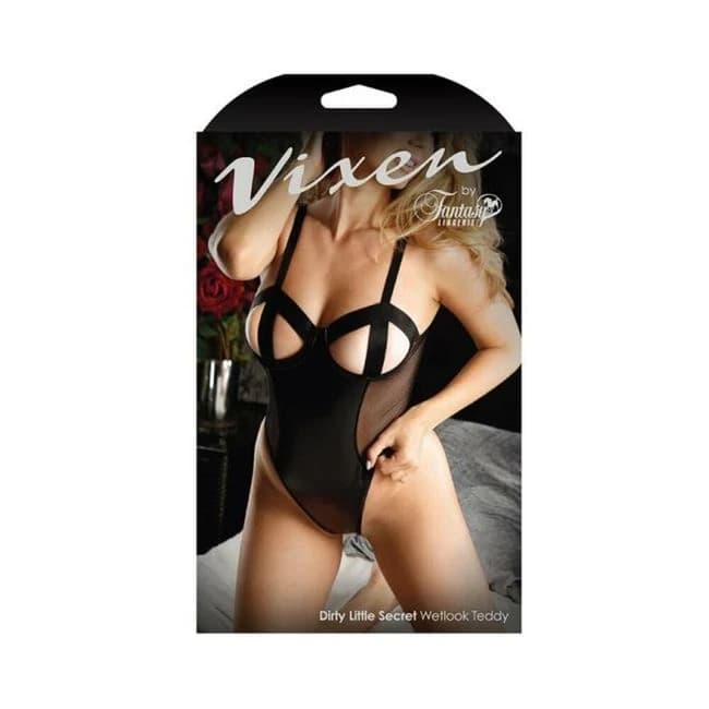 Vixen Dirty Little Secret Wetlook Cut-Out Cup Teddy, image 1