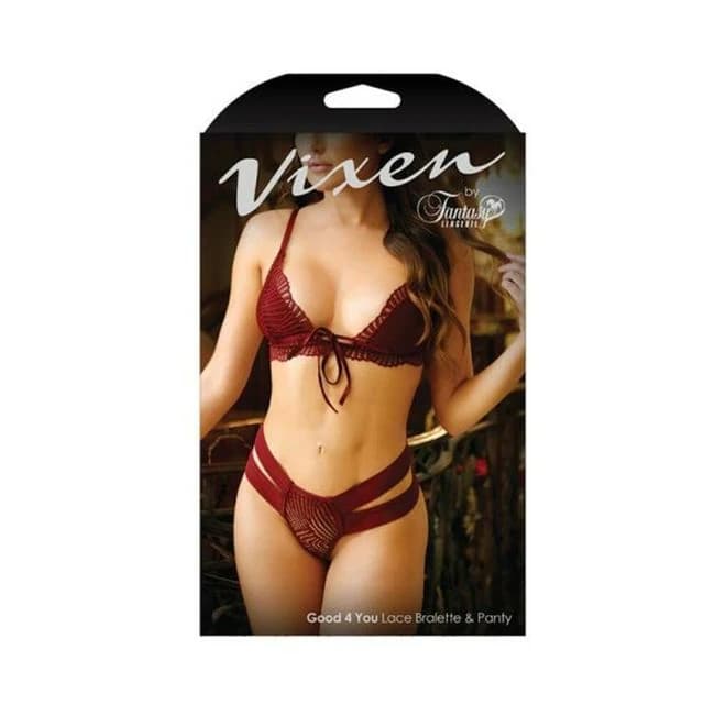 Vixen Good 4 You Lace Triangle Bralette & Matching Panty with Double-Strap Waistband, image 1