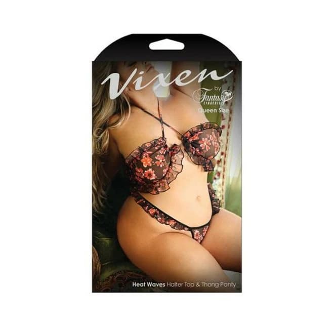Vixen Heat Waves Floral Print Ruffled Bralette & Matching Thong Panty, image 1