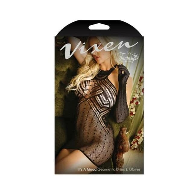 Vixen It's a Mood Geometric Halter Dress & Matching Gloves, image 1