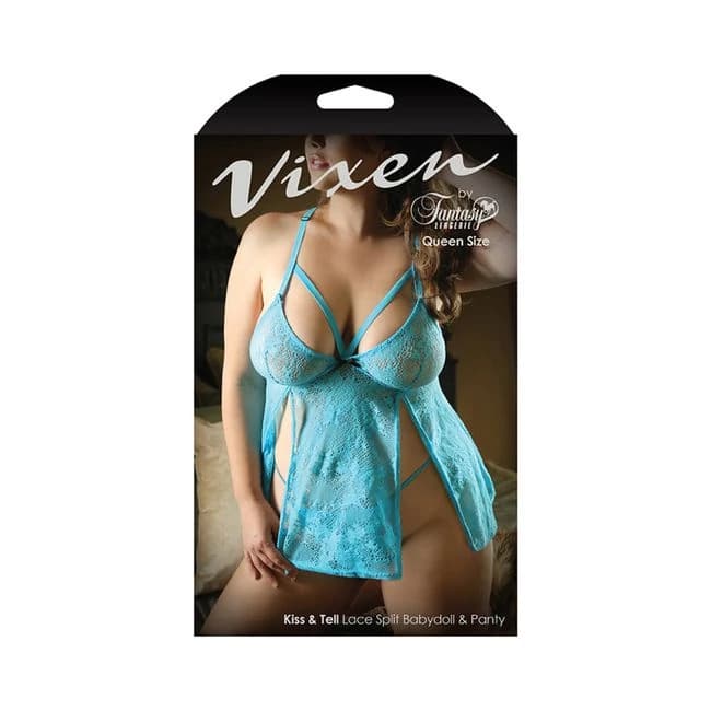 Vixen Kiss & Tell Lace Split Babydoll & Panty, image 1