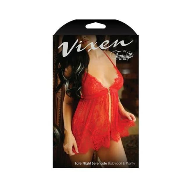 Vixen Late Night Serenade Front Clasp Lace Babydoll & Crotchless G-String Panty, image 1