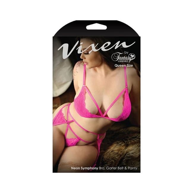 Vixen Neon Symphony Bralette, Garter Belt & Panty Electric, image 1