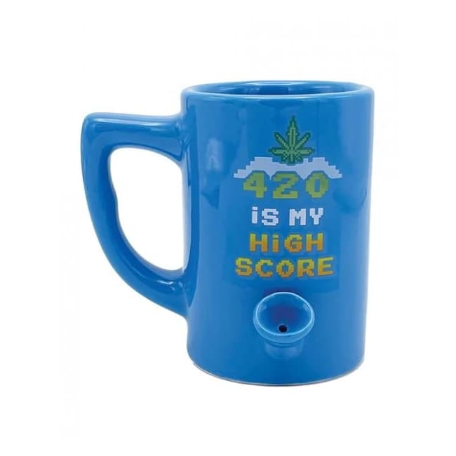 Wake & Bake 420 Is My High Score Coffee Mug - 10 oz Blue, image 1