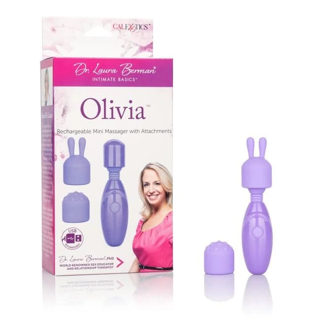 (wd) Dr Laura Berman Olivia Rechargeable Mini Massager W/ Attachments - Image 1