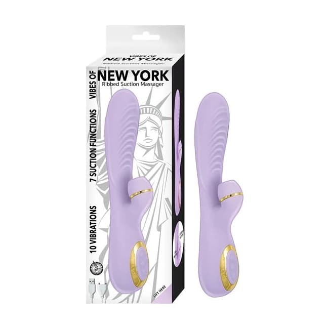 Vibes of New York Ribbed Suction Massager Lavender, image 1