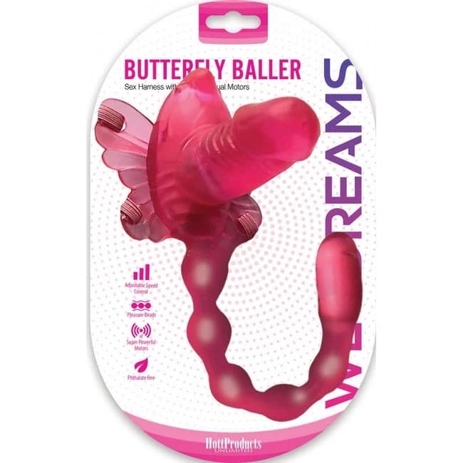 Wet Dreams Butterfly Baller Sex Harness W/ Dildo & Dual Motors - Image 1 Wet Dreams Butterfly Baller Sex Harness W/ Dildo & Dual Motors - Image 1