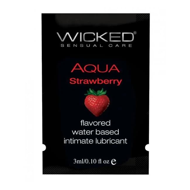 Wicked Aqua Water Based Lubricant Strawberry .1oz, image 1