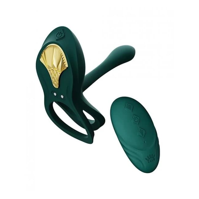 Zalo Bayek Vibrating Couples Ring w/ Remote - Turquoise Green, image 1
