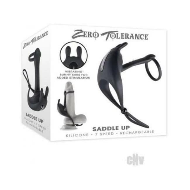Zero Tolerance Saddle up Rechargeable Vibrating C-Ring & Girth Enhancer Silicone Black, image 1