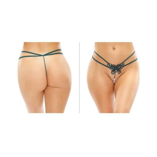 Zinnia Sequin Butterfly Strappy Pearl G-String, image 1
