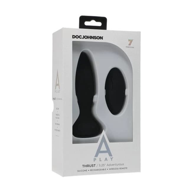 A-PLAY THRUST ADVENTUROUS ANAL PLUG RECHARGEABLE W/ REMOTE BLACK - Image 1