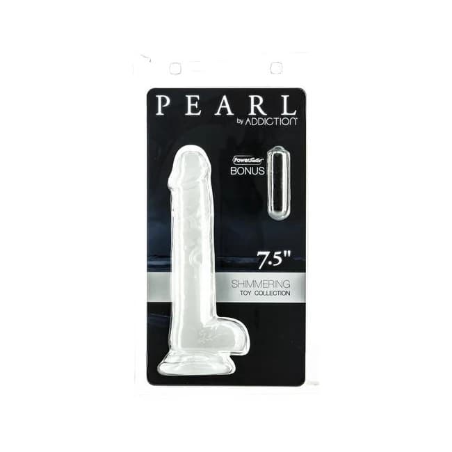 Addiction Pearl 7.5 Dong Pearl White Tpe W/ Bullet ", image 1