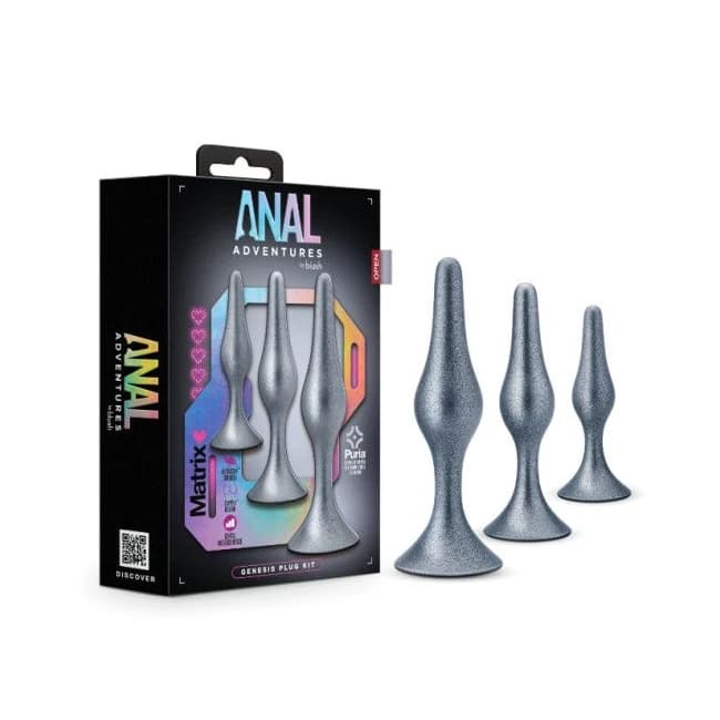 Anal Adventures Matrix Genesis Plug Kit Stellar Silver, image 1