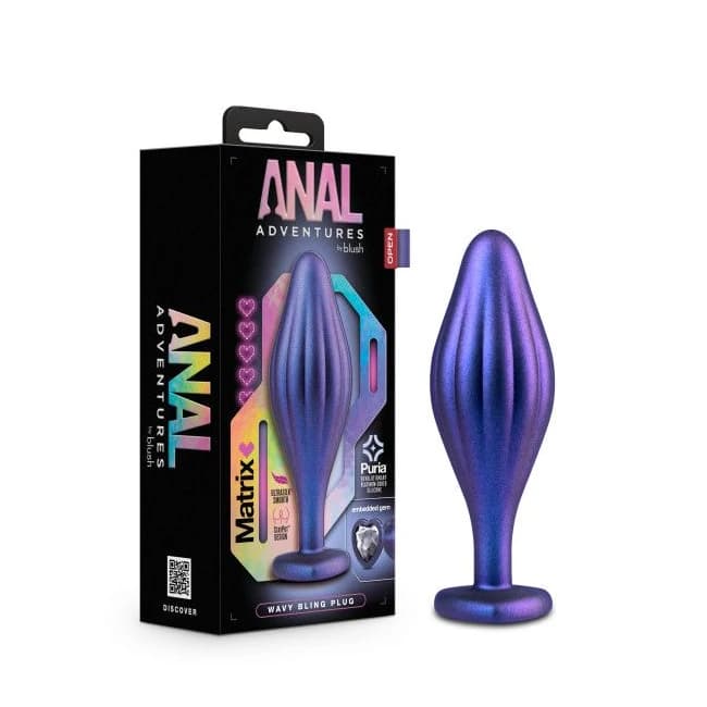 Anal Adventures Matrix Wavy Bling Plug Sapphire - Image 1 Anal Adventures Matrix Wavy Bling Plug Sapphire - Image 1