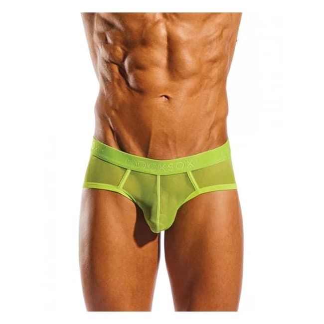Cocksox Mesh Contour Pouch Sports Brief Citrus Green Md, image 1