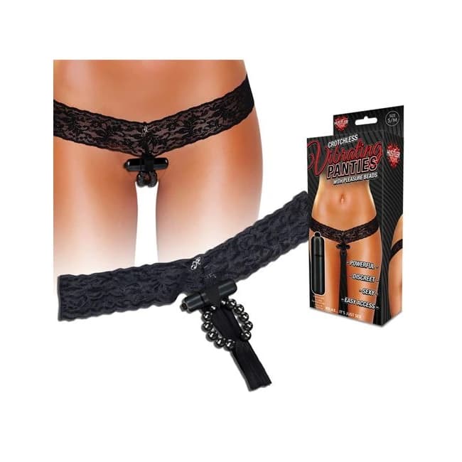 Crotchless Vibrating Panties W Pleasure Beads Black S/m - Image 1 Crotchless Vibrating Panties W Pleasure Beads Black S/m - Image 1