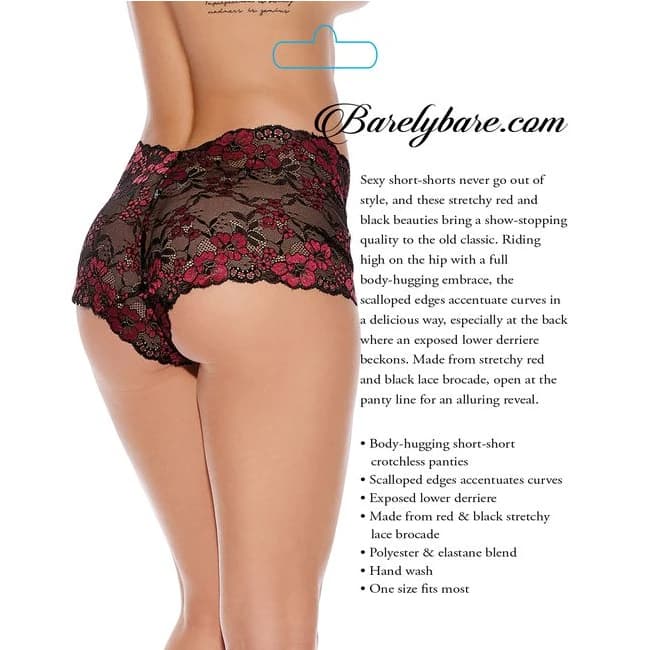 (D) BARELY BARE OPEN LACE BOY SHORTS O/S - Image 1