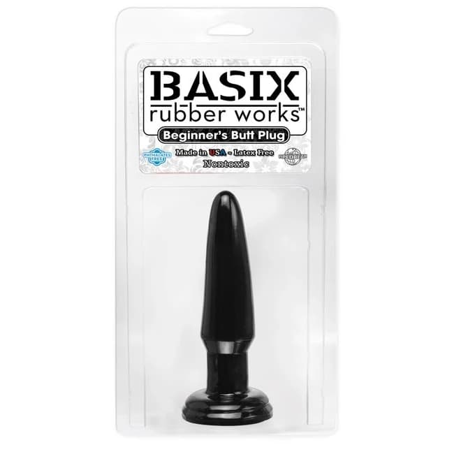 Basix Rubber Works 3.5in Beginner Butt Plug Black, image 1