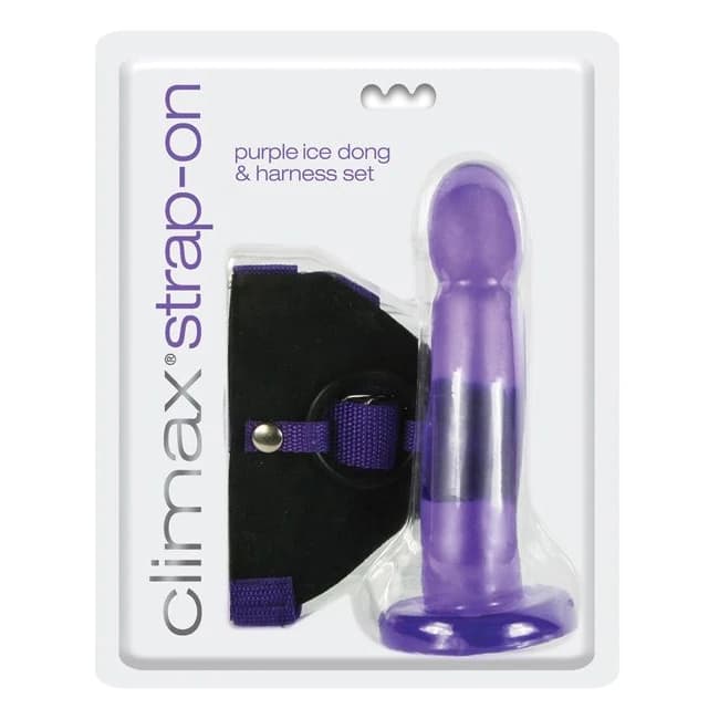 Climax Strap on Purple Ice Dong & Harness Set, image 1