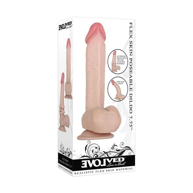 Evolved 7.75in Flexaskin Poseable Dildo Light, image 1