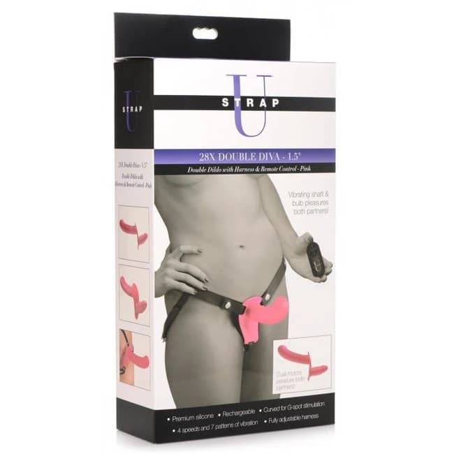 Strap U 28x Double Diva 1. Double Dildo W/ Harness Pink, image 1