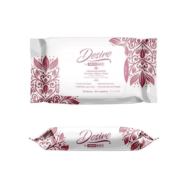 (d)swiss Navy Desire Unscented Feminine Wipes 25ct One Pack - Image 1 (d)swiss Navy Desire Unscented Feminine Wipes 25ct One Pack - Image 1