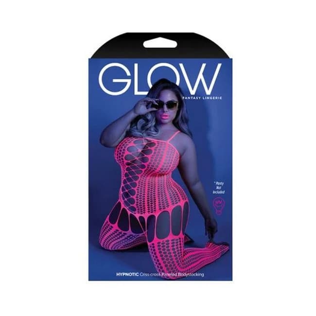 Glow Hypnotic Criss-Cross Paneled Bodystocking Neon, image 1