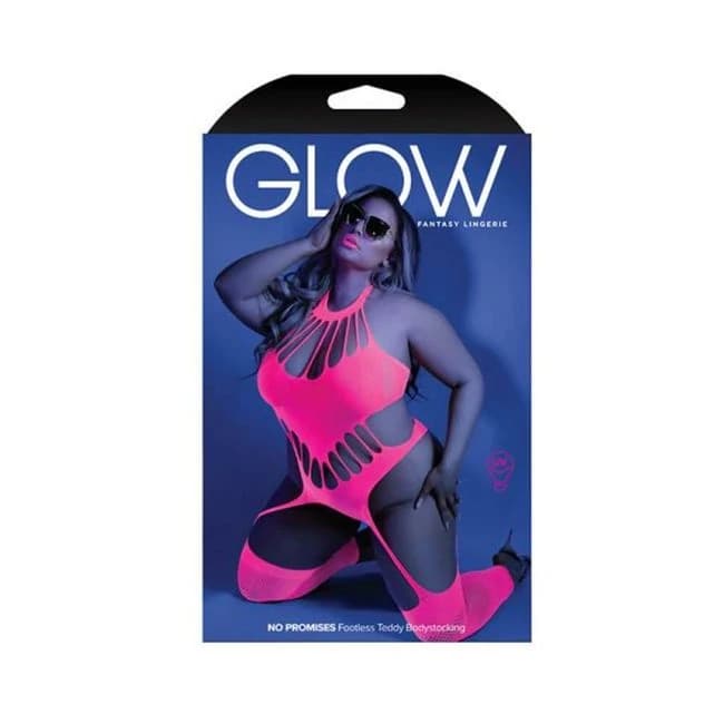 Glow No Promises Footless Teddy Bodystocking Neon, image 1