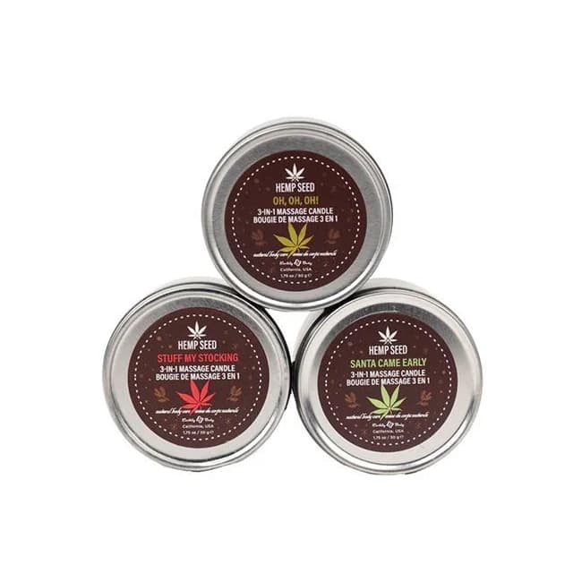 Hemp Seed Holiday 3-in-1 Massage Candle Holiday '24 Trio - Image 1 Hemp Seed Holiday 3-in-1 Massage Candle Holiday '24 Trio - Image 1
