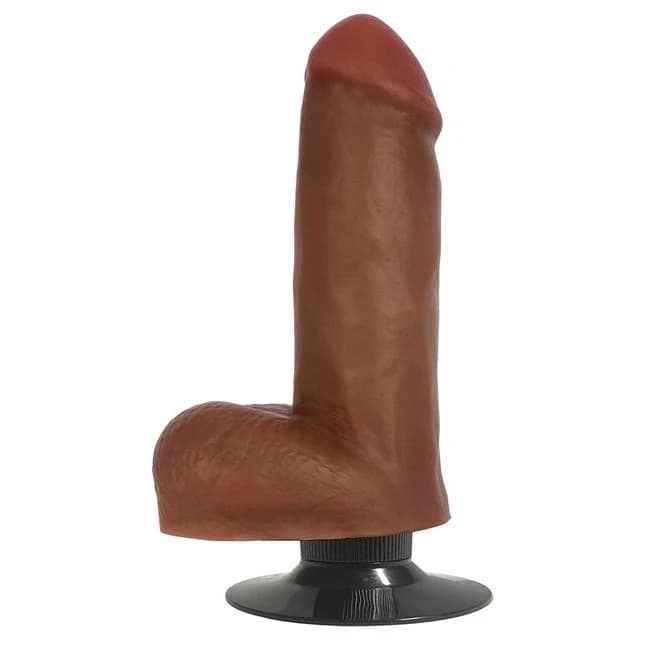 Jock Bareskin 6in Vibrating Latte Dildo W/ Balls, image 1