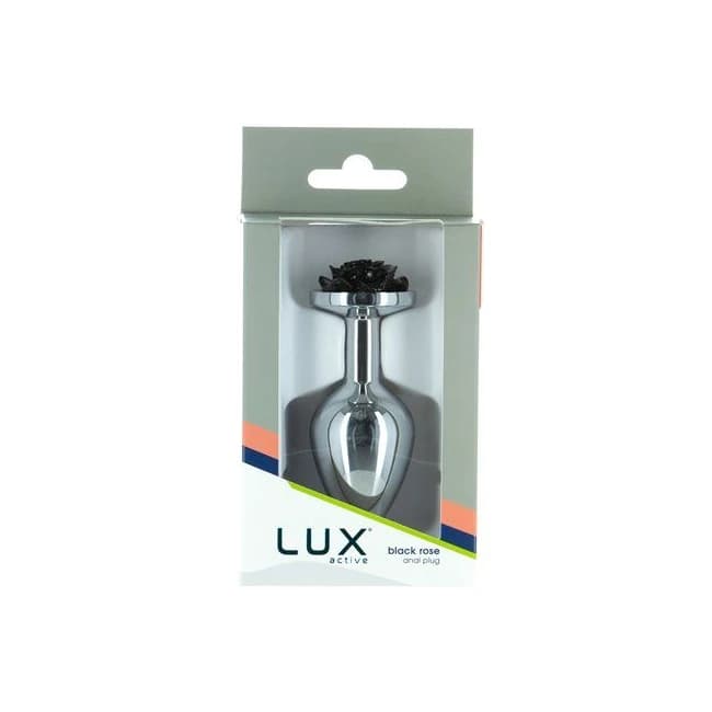 Lux Active Black Rose 3.5in Metal Butt Plug Medium, image 1